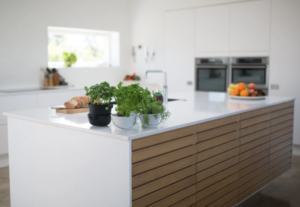 Cocina minimalista con plantas